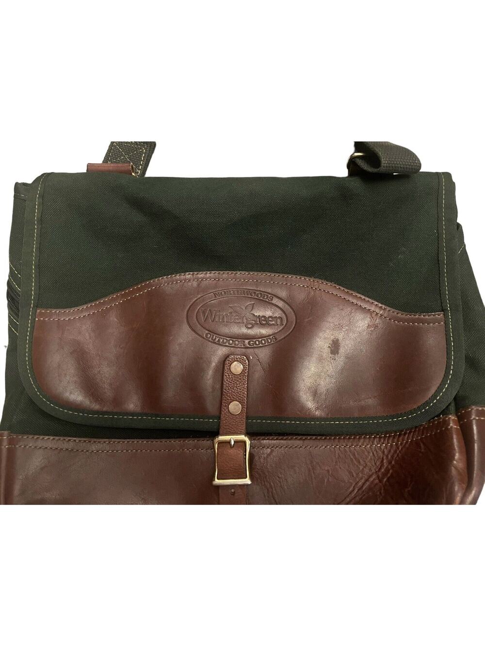 Vintage Wintergreen Outdoor Prod Canvas Leather Messenger Bag Travel Made In USA